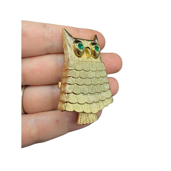 Vintage Avon Owl Solid Perfume Brooch Pin – “somewhere !” 1970s Goldtone - Picture 2 of 4